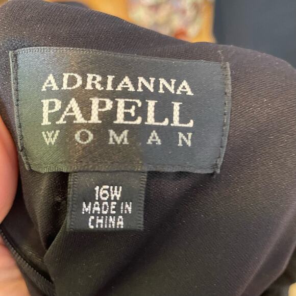 Adrianna Papell Woman evening dress 16W black tan lace - Picture 8 of 9